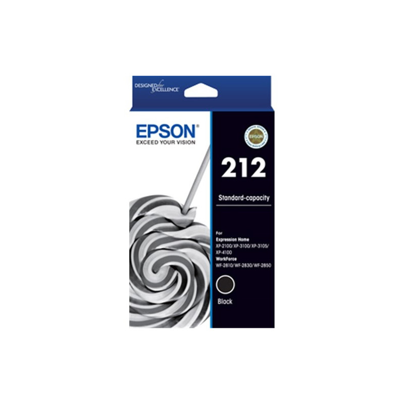 EPSON 212 STD BLACK INK FOR XP-4100 XP-3105 XP-3100 XP- 2100 WF-2850 WF-2830 WF-2810