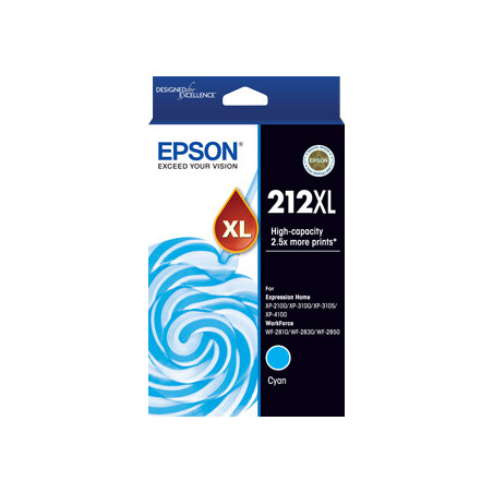 EPSON 212XL CYAN INK FOR XP-4100 XP-3105 XP-3100 XP- 2100 WF-2850 WF-2830 WF-2810
