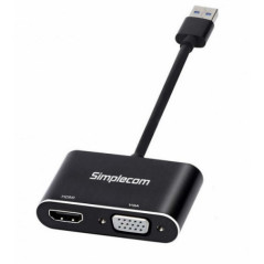 Simplecom DA316A USB to HDMI + VGA Video Card Adapter with 3.5mm Audio