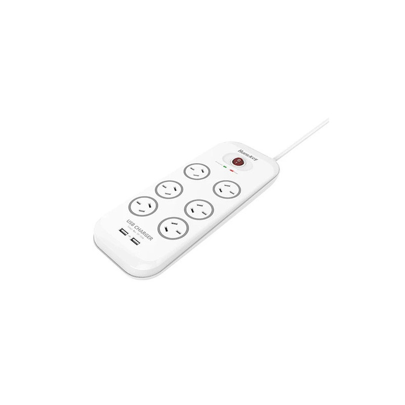 Huntkey Power Board (SAC607) with 6 sockets and 2 USB charging port