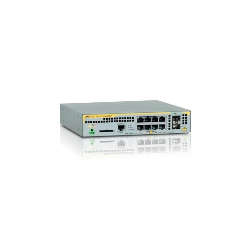 Allied Telesis L2+ switch with 8 x 10/100/1000T PoE ports and 2 x 100/1000X SFP ports, AU Power Cord
