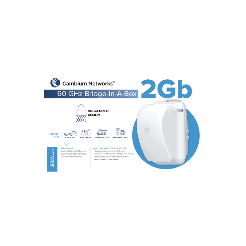 Cambium 60GHz Bridge in a Box 2Gb with ANZ Cord