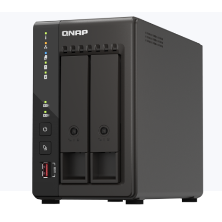 QNAP TS-253E-8G, 2-bay desktop NAS, Intel Celeron J6412 4C 2.0GHz, burst 2.6GHz, onboard 8GB RAM, 2 x HDMI 1.4b, 2x M.2 2280 PCI