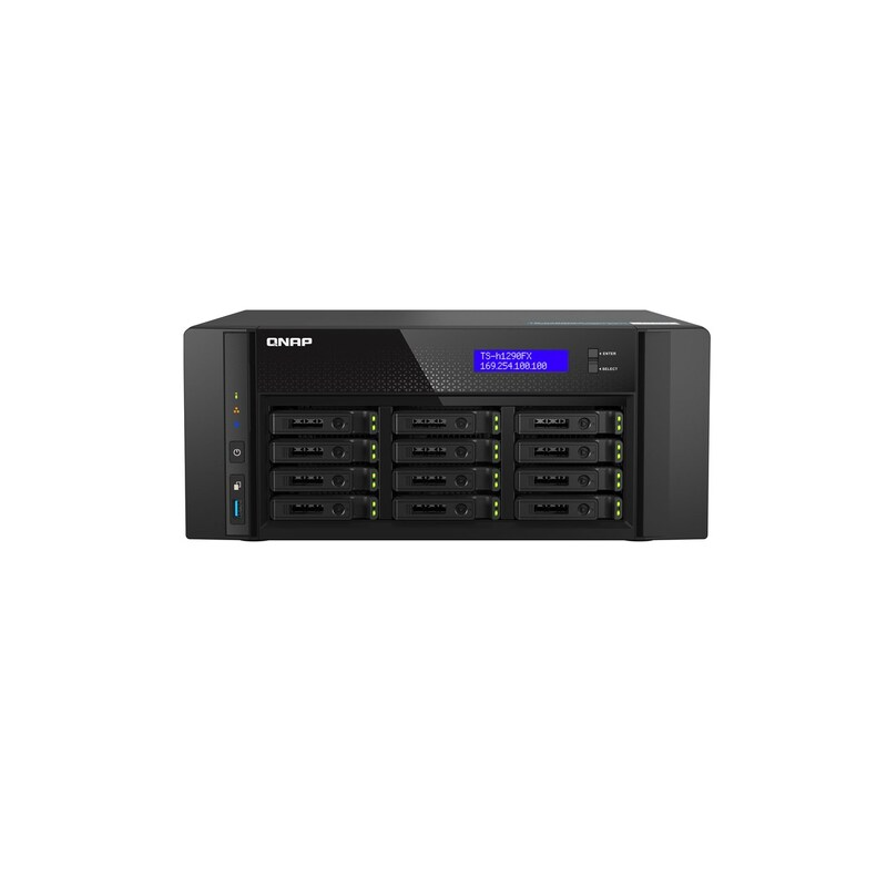 QNAP TS-h1290FX-7232P-64G, 12-Bay U.2 NVMe PCIe Gen4 x4 all-flash desktop NAS, AMD EPYC 7232P, 12 x 2.5" U.2 NVMe / SATA SSD bay