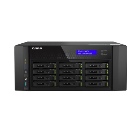 QNAP TS-h1290FX-7232P-64G, 12-Bay U.2 NVMe PCIe Gen4 x4 all-flash desktop NAS, AMD EPYC 7232P, 12 x 2.5" U.2 NVMe / SATA SSD bay