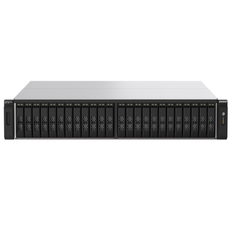 QNAP TS-h2490FU-7232P-64G,24-Bay all-flash NAS, NVMe Gen3 x4, AMD EPYC 7232P 3.1GHz, 64GB  RAM, 2 x 2.5GbE LAN, 2 x 25GbE SFP28,