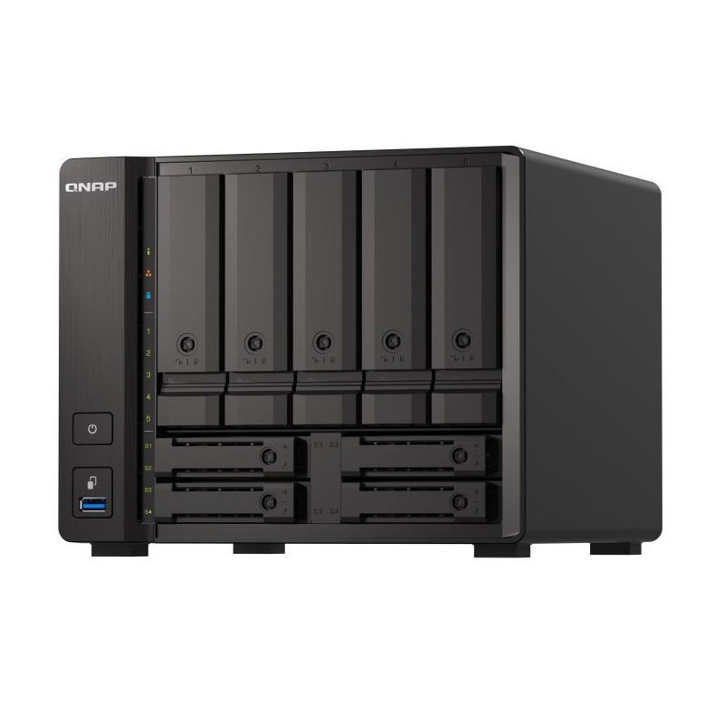 QNAP TS-h973AX-32G,9-bay NAS, AMD Ryzen V1500B 4C 8T 2.2GHz, 32GB DDR4 SODIMM, 5 x 2.5"/3.5" SATA 6Gbps + 2 x 2.5" U.2 NVMe PCIe