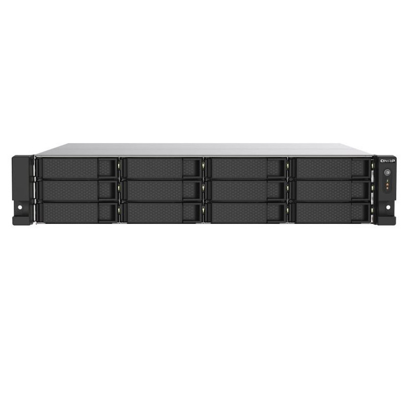 QNAP TS-1273AU-RP-8G 12-bay rackmount NAS, AMD Ryzenâ„¢ Embedded V1500B quad-core 2.2 GHz processor, 8GB DDR4 RAM (max 32GB), 3y