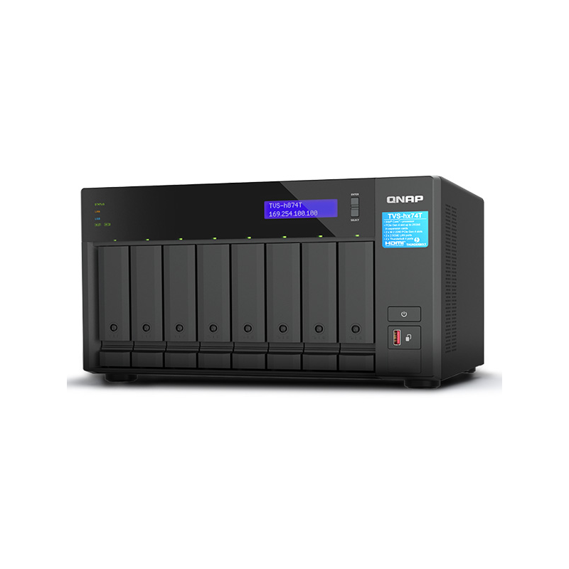 QNAP TVS-h874T-i7-32G, 8-bay QuTS hero NAS, Intel Core i7 12-core Processor/20-thread, 32GB SO-DIMM DDR4, 2 x 2.5GbE, 2 x Thunde