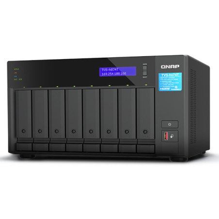 QNAP TVS-h874T-i7-32G, 8-bay QuTS hero NAS, Intel Core i7 12-core Processor/20-thread, 32GB SO-DIMM DDR4, 2 x 2.5GbE, 2 x Thunde