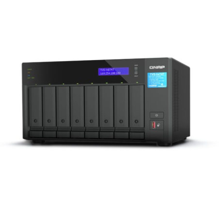 QNAP TVS-h874T-i9-64G, 8-bay QuTS hero NAS, Intel Core i9 16-core /24-thread, 64GB SO-DIMM DDR4,  2 x 2.5GbE, 2 x Thunderbolt 4,