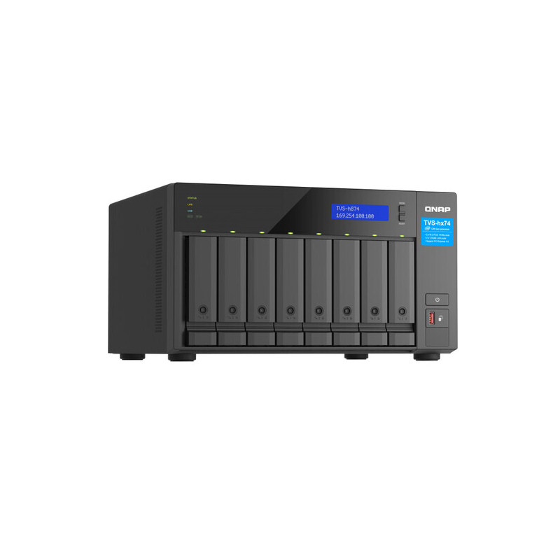 QNAP TVS-h874-i7-32G, 8-bay QuTS hero NAS, Intel Core i7 12-core (8P+4E) /20-thread Processor, 32GB SO-DIMM  DDR4(max.64GB), 8 x