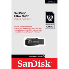 SanDisk 128GB Ultra Shift USB 3.0 Type-A Flash Drive - 100MB/s