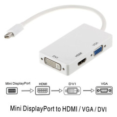 Astrotek 3 in1 Thunderbolt Mini DP DisplayPort to HDMI DVI VGA Hub Adapter Converter Cable for MacBook Air Mac Mini Microsoft Su