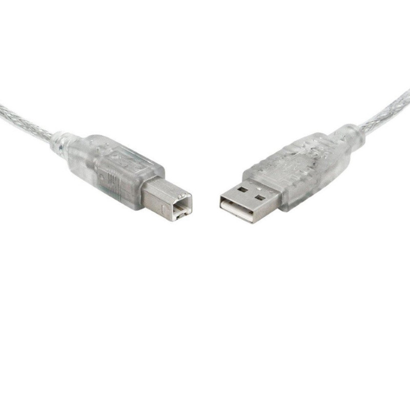 8Ware USB 2.0 Cable 0.5m / 50cm USB-A to USB-B Male to Male Printer Cable for HP Canon Dell Brother Epson Xerox Transparent Meta