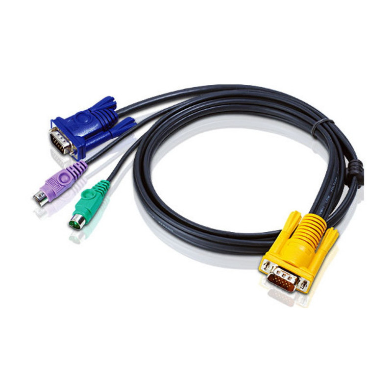 ATEN 1.2M 3IN1 VGA, PS/2 CONSOLE KVM SPLIT CABLE HDB-15M TO SPHD-15M