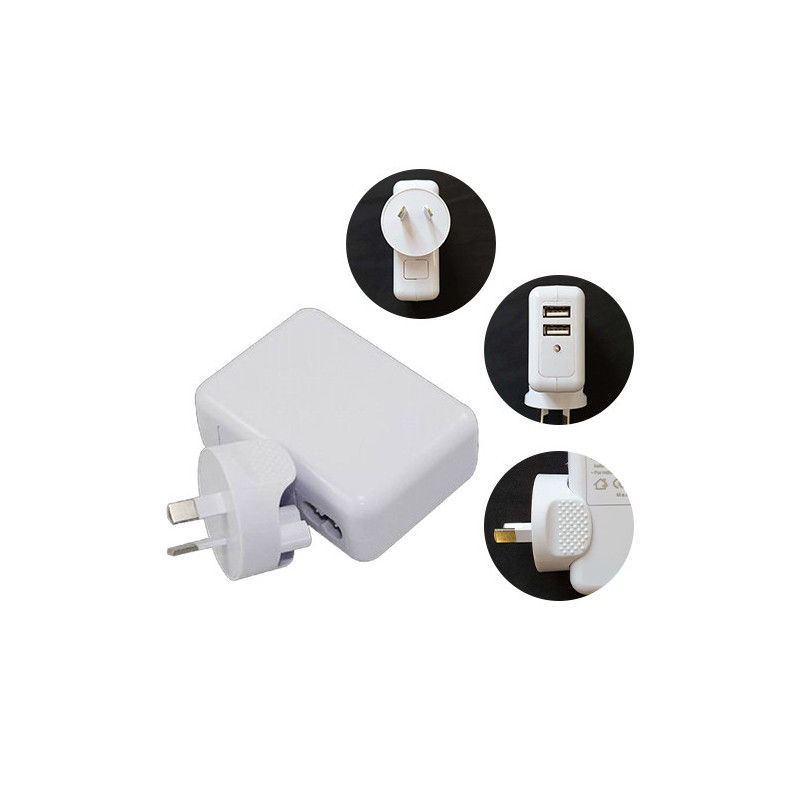 Astrotek USB Travel Wall Charger AU Power Adapter Plug 5V 2.1A 100V-240V 2 Ports White Colour for iPhone Samsung Smartphones & U