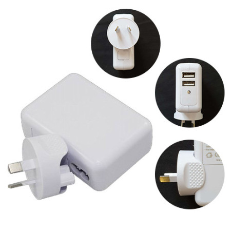Astrotek USB Travel Wall Charger AU Power Adapter Plug 5V 2.1A 100V-240V 2 Ports White Colour for iPhone Samsung Smartphones & U