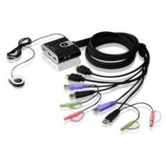 Aten Petite 2 Port USB HDMI KVM Switch with Audio and Remote Port