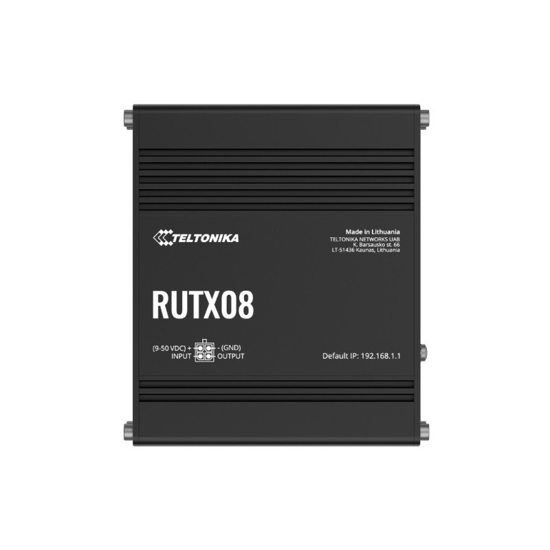 Teltonika RUTX08 Industrial Ethernet Router, Next Gen VPN Router for Professional Applications, Quad-Core CPU, 256 MB RAM, PSU i
