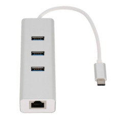 Astrotek USB-C to LAN + 3 Ports USB3.0 Hub Gigabit RJ45 Ethernet Network Adapter Converter 15cm for iPad Pro Macbook Air Samsung