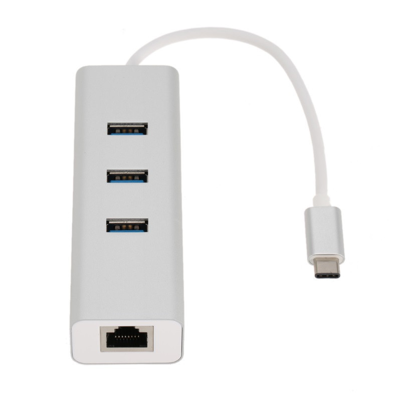 Astrotek USB-C to LAN + 3 Ports USB3.0 Hub Gigabit RJ45 Ethernet Network Adapter Converter 15cm for iPad Pro Macbook Air Samsung