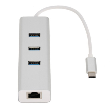 Astrotek USB-C to LAN + 3 Ports USB3.0 Hub Gigabit RJ45 Ethernet Network Adapter Converter 15cm for iPad Pro Macbook Air Samsung