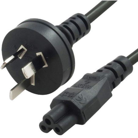 8ware 1m AU Power Lead Cord Cable 3-Pin AU to ICE 320-C5 Cloverleaf Plug Mickey Type Black Male to Female 240V 7.5A 3 core Noteb