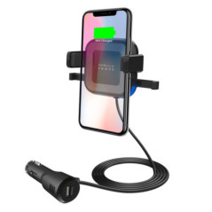 mbeatÂ® Gorilla Power 10W Wireless Car Charger with 2.4A USB Charging, Air Vent Clip & Windshield Stand Black  Package  Weight: 