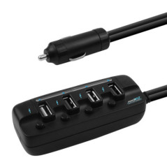 mBeat 4-Port USB 40W Rapid Car Charger with On-Off Switches