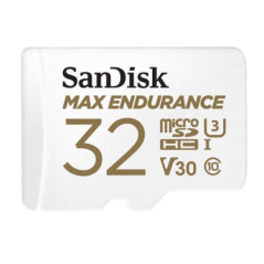 SanDisk Max Endurance 32GB microSD 100MB/s 40MB/s 20K hrs 4K UHD C10 U3 V30 -40Â°C to 85Â°C Heat Freeze Shock Temperature Water 