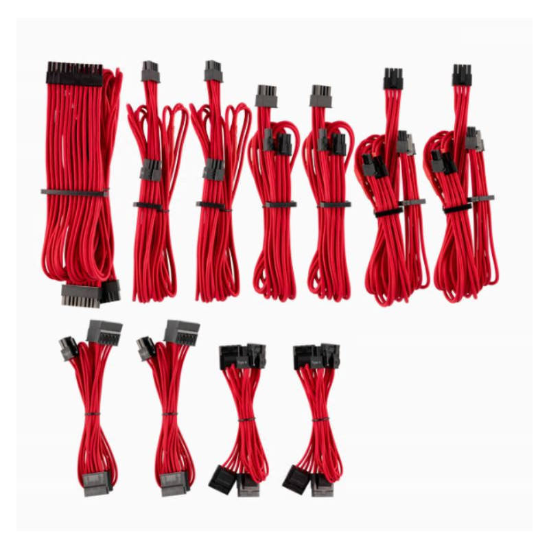 For Corsair PSU - Red Premium Individually Sleeved DC Cable Pro Kit, Type 4 (Generation 4)(LS)