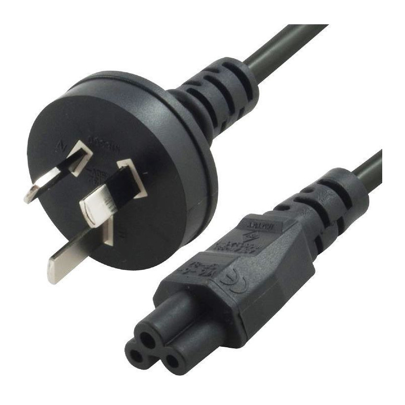 8ware 3m AU Power Lead Cord Cable 3-Pin AU to ICE 320-C5 Cloverleaf Plug Mickey Type Black Male to Female 240V 7.5A 3 core Noteb