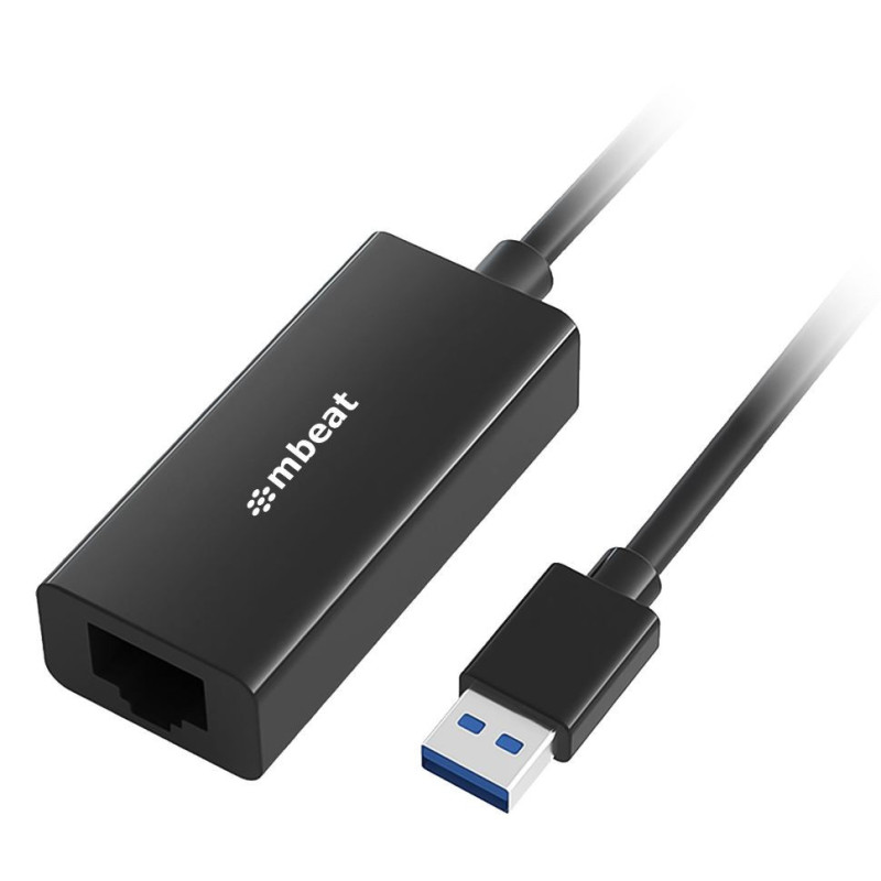 mbeatÂ® USB 3.0 Gigabit Etherent Adapter - Black RJ45, up to 1000Mbps speed. Compact and lightweight Material: ABS Plastic Weigh