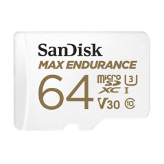 SanDisk Max Endurance 64GB microSD 100MB/s 40MB/s 20K hrs 4K UHD C10 U3 V30 -40Â°C to 85Â°C Heat Freeze Shock Temperature Water 
