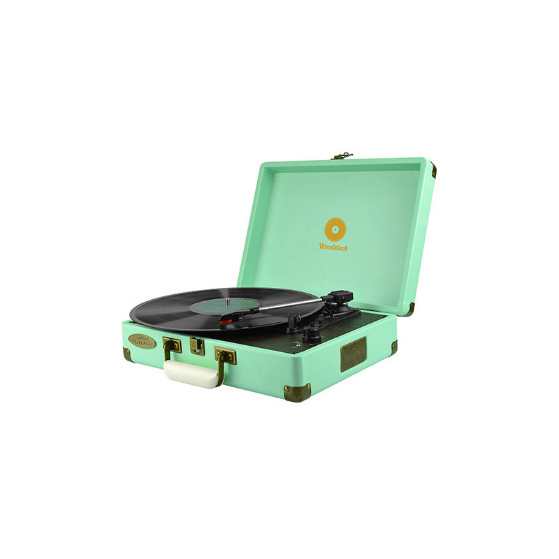 (LS)mbeatÂ® Woodstock Retro Turntable Player TIIFFANY BLUE Speakers: Built in 2 speaker Interface: Headphone jack, RCA audio out