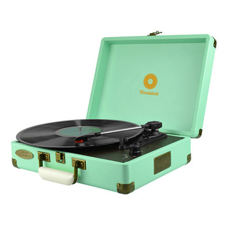 (LS)mbeatÂ® Woodstock Retro Turntable Player TIIFFANY BLUE Speakers: Built in 2 speaker Interface: Headphone jack, RCA audio out