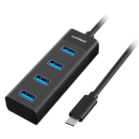 mbeatÂ® USB-C to 4-Port 3.0 Hub - Black USB 3.0 transfer speeds up to 5Gbps Material: ABS Plastic Cable Length: 200mm Weights: 3