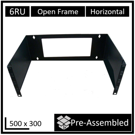 LDR Open Frame 6U Wall Mount Frame (500mm x 300mm) - Black Metal Construction