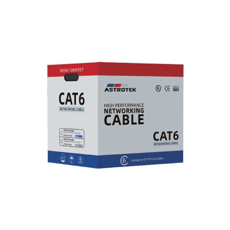 Astrotek CAT6 FTP Cable 305m Roll - Blue Full 0.55mm Copper Solid Wire Ethernet LAN Network 23AWG 0.55cu Solid 2x4p PVC Jacket