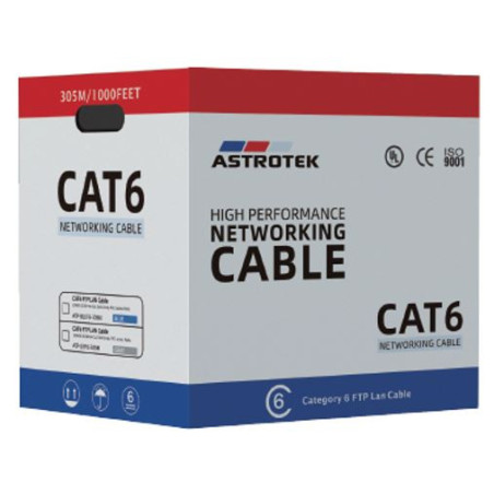 Astrotek CAT6 FTP Cable 305m Roll - Blue Full 0.55mm Copper Solid Wire Ethernet LAN Network 23AWG 0.55cu Solid 2x4p PVC Jacket