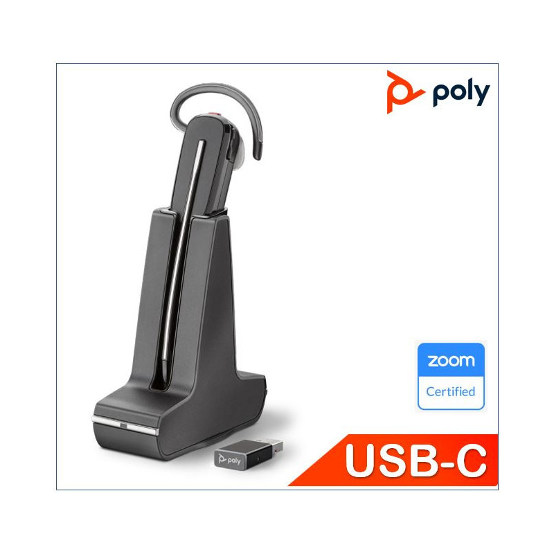 Plantronics/Poly Savi 8245 UC,DECT Headset, USB-C, Convertible,Wireless, Unlimited talk time, crystal-clear audio, ANC, one-touc