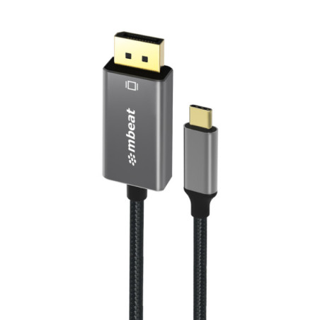 mbeatÂ® Tough Link 1.8m 4K USB-C to Display Port Cable - Converts USB-C to DisplayPort,4K@60Hz (3840Ã2160), Gold Plated, Alumin