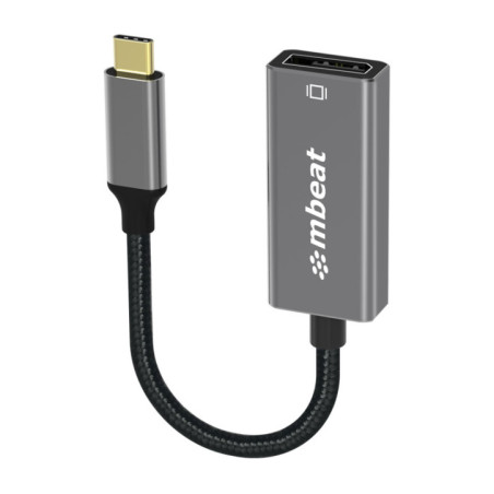 mbeatÂ® Elite USB-C to Display Port Adapter  -Converts USB-C to DisplayPort female port, 4K@60Hz (3840Ã2160),  15cm - Space Gre