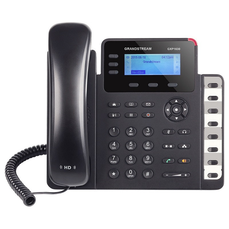 Grandstream GXP1630 3 Line IP Phone, 3 SIP Accounts, 132 x 64 Backlit LCD Display, HD Audio, Dual-Switched Gigabit Ports, Powera