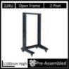 LDR Flat Packed 22U 2-Post Open Frame Rack - Black Metal Construction