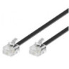Astrotek Telephone 2m extension cable 6p4c Plug/Plug ,with 2xRJ11 6P4c Plugs, Black PVC Jacket.-RoHS ~W2492ACB