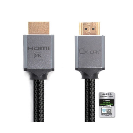 Oxhorn 5m HDMI2.1a Certified Male to Male 8K @60Hz 3D Ultra luminum Header Cable
