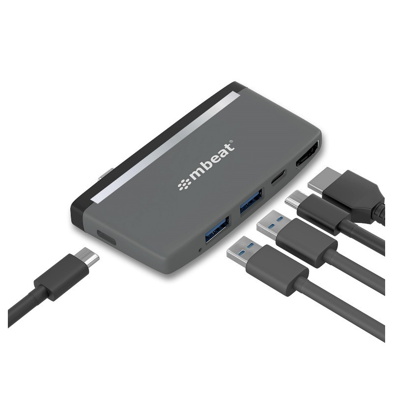 mbeatÂ® EssentialÂ ProÂ  5-IN-1 USB- C Hub (4k HDMI Video, USB-C PD Pass Through Charging, USB 3.0 x 2, USB-C x 1) USB 3.0 Speed