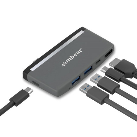 mbeatÂ® EssentialÂ ProÂ  5-IN-1 USB- C Hub (4k HDMI Video, USB-C PD Pass Through Charging, USB 3.0 x 2, USB-C x 1) USB 3.0 Speed